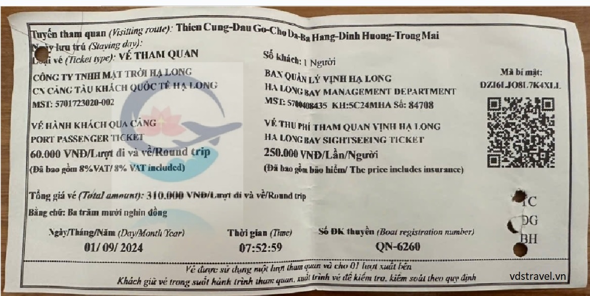 Mẫu vé tham quan Vịnh Hạ Long mới nhất