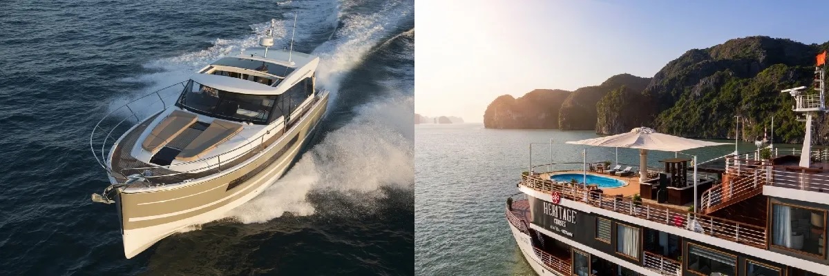 Hai loại du thuyền ngủ đêm Vịnh Hạ Long Yacht (trái) và Overnight Cruise (phải)